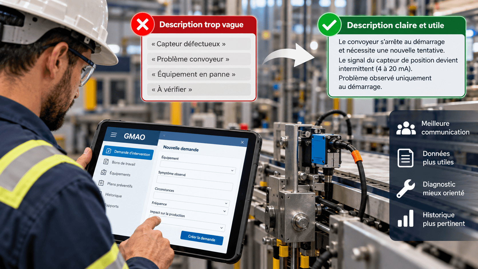En maintenance industrielle, un bon de travail bien décrit vaut mieux qu’un diagnostic supposé