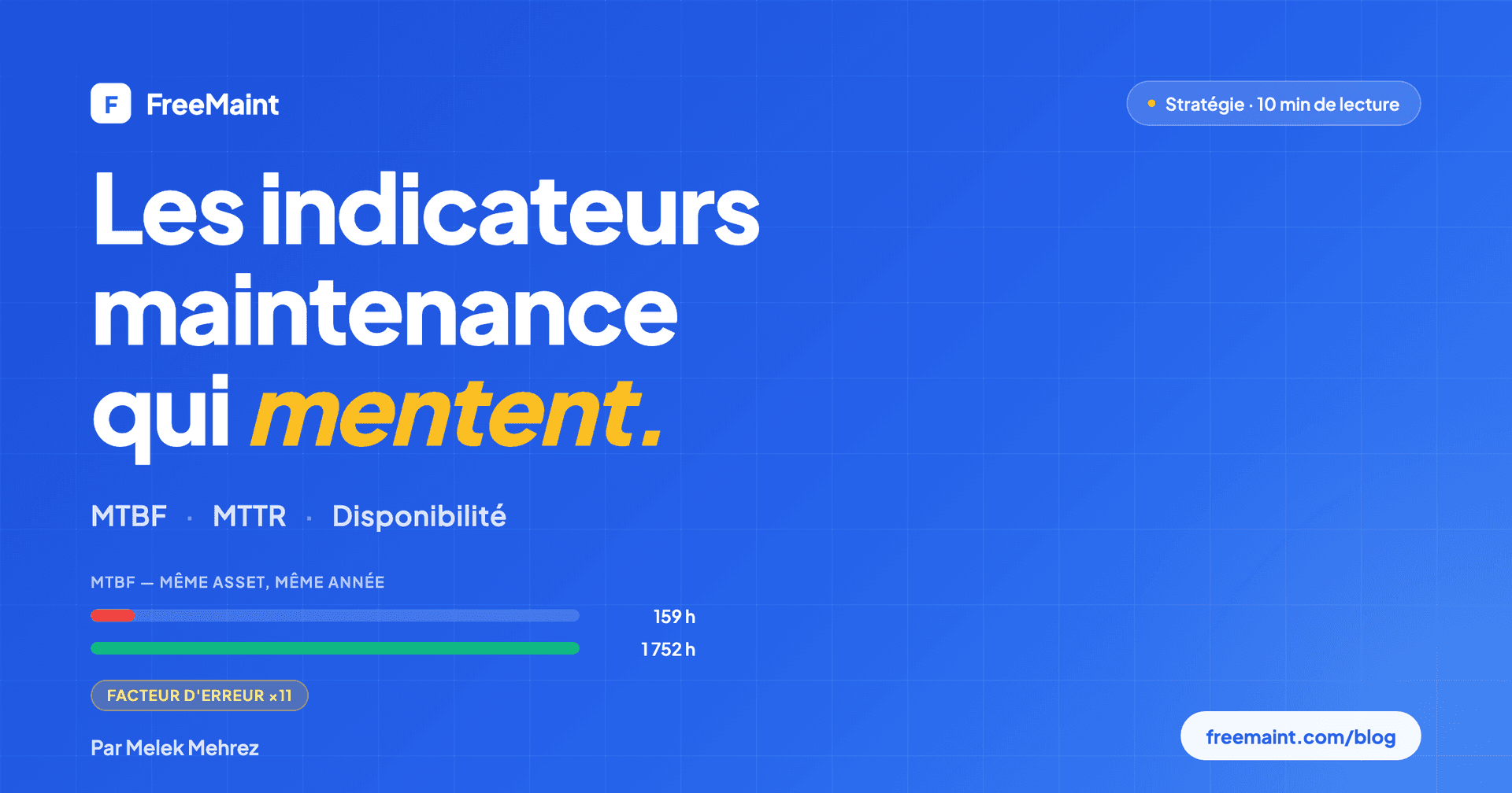 Les indicateurs maintenance qui mentent : MTBF, MTTR, disponibilité